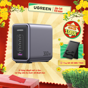 Bộ sạc nhanh để bàn UGREEN 300W Nexode GaN Pro CD333 | 5 cổng sạc nhanh USB-C/USB-A | Kèm cáp sạc USB C 240W 15m | Bảo hành 18 tháng | 90903B 90872