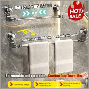 Towel Bar Retractable Towel Holder Adjustable Height Non-marking Disassembly Non-deformable