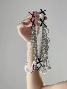 Plushy Neckchains Bowknot Shaped Clavicle Chain Elegant Zircon Fringe Necklace Bows Tassels Collarbone Chain Adorment