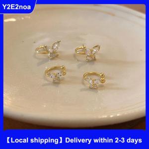 【Local shipping】 1Pair Shinning Zircon Big Small Butterfly Ear Clip Earrings No Ear Cuff Women Ear Wrap