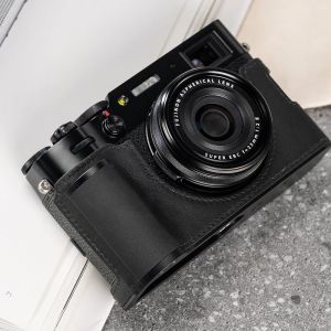 Roadfisher Genuine Real Leather Camera Bag Protect Case Cover Aluminum Alloy Base Grip Sheath For Fujifilm X100V Fuji X-100V