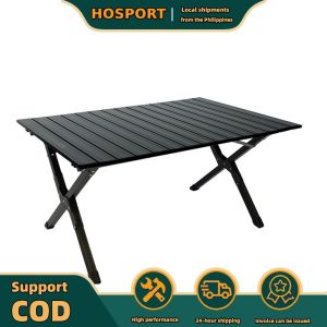 【HOSPORT】 Aluminum Alloy Portable Picnic Table Roll-Up Camp Table Backpacking Table for Outdoor Camping Picnic BBQ