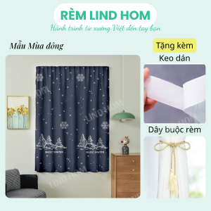 Rèm dán tường Rèm dán cửa sổ phòng ngủ gác trọ 1 lớp không cần khoan Lind HomeTặng kèm keo dán và dây trang trí