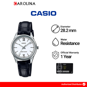 Jam Tangan Wanita Casio LTP-V005L-7B2 White Dial Black Leather Band