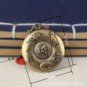 Brass Heart Sutra Buddha Turn Safety Buckle Universal Keychain Small Pendant Gift Mens and Womens Key Chain Pendant