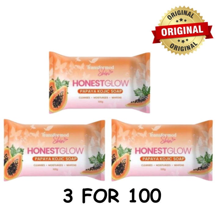 3for100 Honest Glow Kojic Papaya Soap 70grams Transformed Skin | Lazada PH