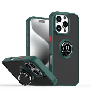 Matte Finger Ring Magnetic Stand Phone Case For iPhone 15 16 17 Pro Max 14 Plus 13 12 11 Solid Color Skin Feeling Frosted Cover