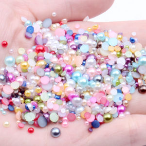 Flat‑Back Half Round ABS Imitation Pearl Beads Multi Size DIY Nail Art Phone Case Decor Accessories