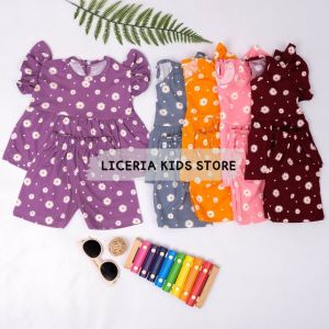 LICERIA - SETELAN ANAK / SET SONIA DAISY / SETELAN BAJU ANAK PEREMPUAN RUFFLE BUNGA 0-3 TAHUN