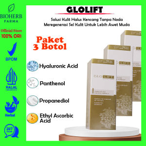 Glolift 3 Botol Serum Peremajaan Kulit Anti Kusam & Anti Kerut Dengan Hyaluronic Acid Dan Extra Kolagen Terbaik Dalam Perawatan Wajah