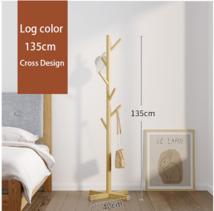Wood Coat Rack Stand Bag Rack Stand Clothes Rack Hanger Organizer 12 Hooks Suitable for Living Room and Bedroom 135/170CM