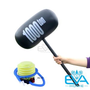 Đồ Chơi Bơm Hơi Búa Tạ Đen Lớn 1000 Ton Big Size Vui Nhộn Kèm Bơm Large Inflatable 1000Ton With Pump