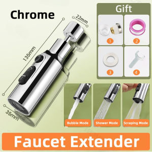 High Water Pressure 360° Flexible Nozzle Spout Brass Three-mode Faucet Extender Tap Water Saving Household Kitchen Sink
