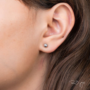 5MM 6MM 10MM 12MM Light Grey Pearl Earrings Embellished with Crystal Pearls Rhodium Plated Lead Free & Nickel Free Titanium Post