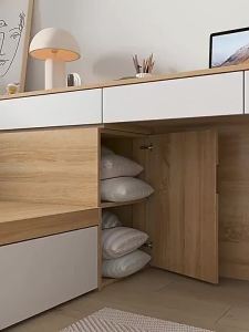 Small unit tatami bed desk  combination small bedroom single bed storage and storage bed modern and minimalist room