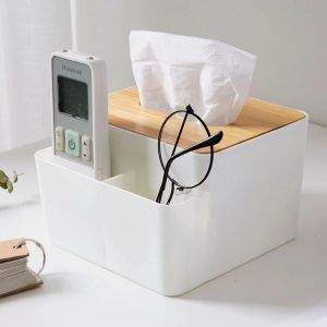 MYTHIS Japanese Style Tissue Box Wooden Cover Multi-Function Paper Box Washable Tissue Case Table Decoration