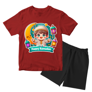 Baju Kaos Setelan Distro Anak Laki Laki Motif Doa Malam Ramadan Edisi Lebaran Muslim 1 - 10 Tahun