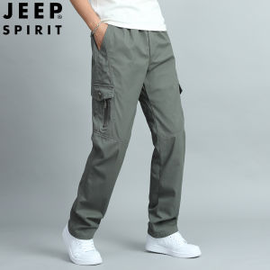 JEEP SPIRIT Mens Pants New Oversized Cargo Pants Loose Straight Leg Mens Multi Pocket Pants Mens Pure Cotton Thin Casual Pants