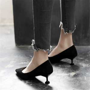 [Free Shipping] Womens Shoes Korean-Style High Heels Womens Stiletto Heels Black Work Shoes Womens Pointed-Toe Pumps Versatile Spring/Autumn Flats.