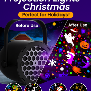 【Christmas + Snowflake】Projection Light 16 Patterns Christmas Projector Lamp Rotating LED Party Light Holiday Decor for Home Atmosphere
