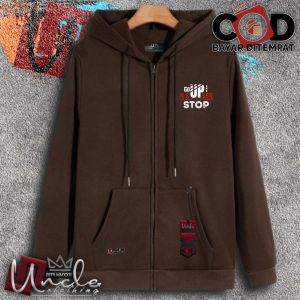Jaket Zipper Pria Distro Uncle.Clothing Warna Hijau Abu Tua Sablon Never  - Sweater Resleting - Baru 2024 - Murah Keren - Jaket Kekinian -Bisa Cod