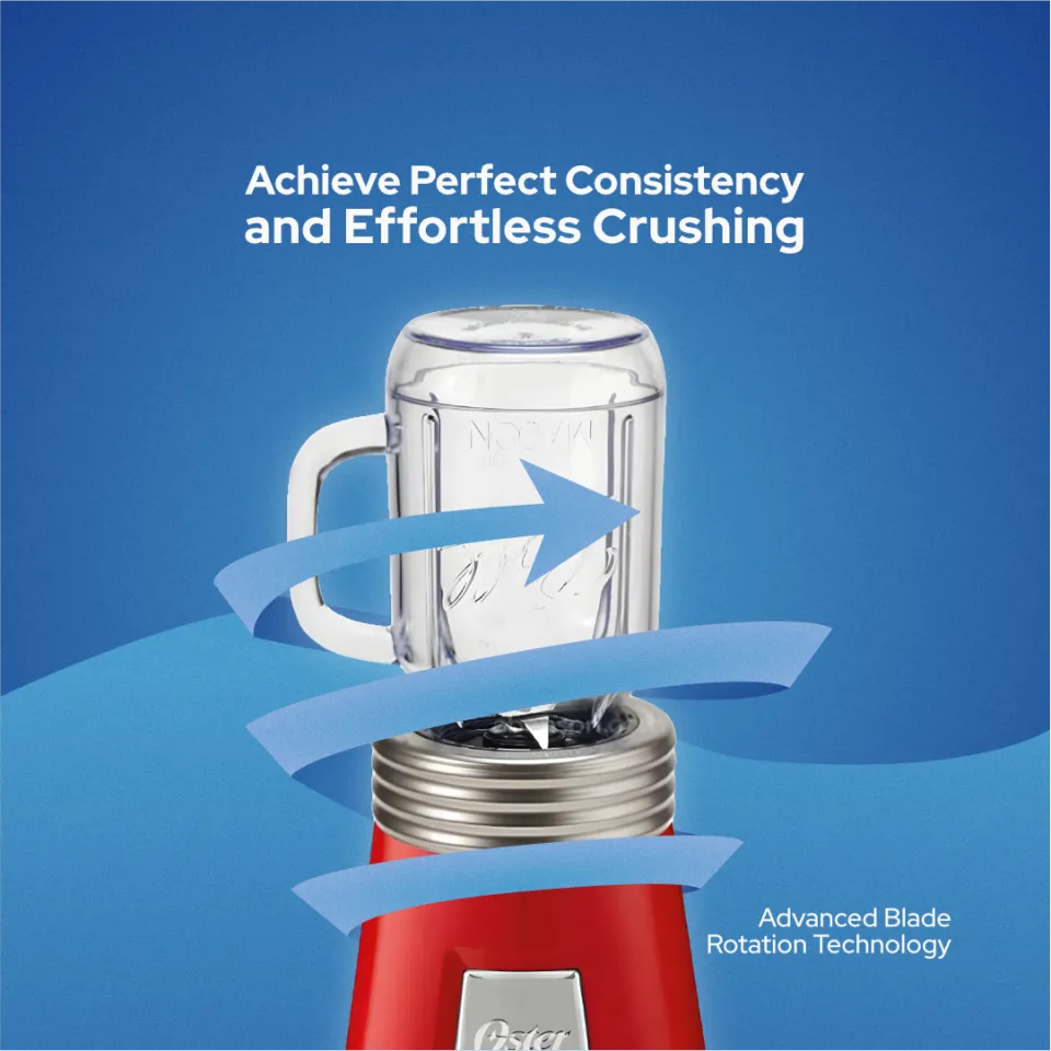 Oster Ball® Mason Jar Blender with 2 600mL Mason Jars - Red