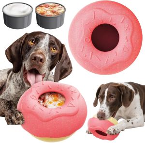 Dog Toys for Aggressive Chewers Dog Enrichment Toys Anxiety Relief for Dogs Toy Indestructible Frozen Treat Toy NationalDay Gifts for Large Dogs Peanut Butter Reduces Anxiety Donut