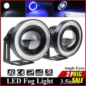 [Local seller+COD]🥇2pcs 3.5 inch Car COB LED Angel Eyes Fog Light Ring Lens Projector Halo Ring Fog Lamp