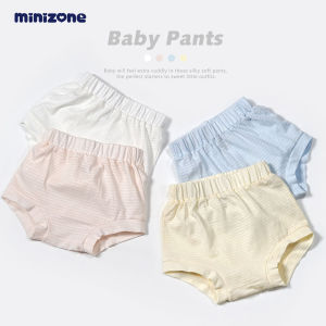 Minizone Baby Bottoms 100% CottonSolid Color PP Pants Bread Pants Shorts For Baby 3-24months Baby Boys Girls