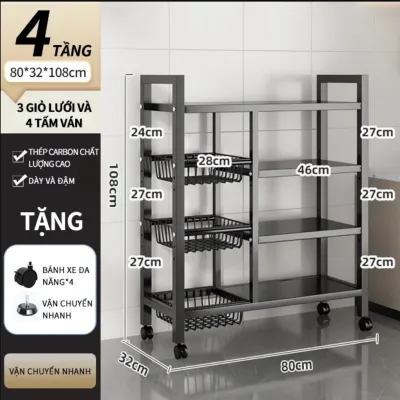 Kệ Để Lò Vi Sóng Nhiều Tầng Để Đồ Dùng Nhà Bếp có Bánh Xe Đẩy. Kệ Nhà Bếp Khung Sắt HD Store