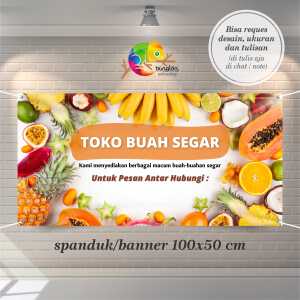 Cetak Spanduk Banner Orange Kreatif Toko Buah Segar Promosi