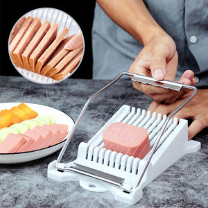Food Slicer Luncheon Meat Boiled Egg Fruit Slicer Soft Food Cheese Sushi Cutter Canned Meat Cutting Machine with 10 Cutting Wires Stainless Steel