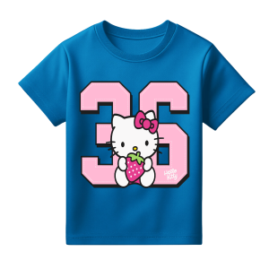 Baju Kaos Distro Anak Perempuan Karakter Number 36 Hello Kitty  - Kaos Anak Cewek Lucu 1 - 10 Tahun