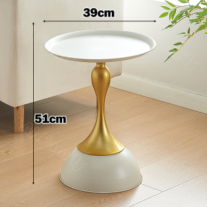 Modern Round Side Table with Gold Pedestal Base Black Metal Top Accent End Table for Living Room