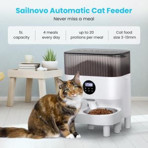 "Local Stock" Automatic Feeder for Cats and Dogs Intelligent Cat Food 10s Voice Reminder up to 80 Servings and 4 Meals a Day for Cat and Dog 5 L
