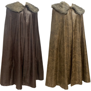 Men Knight Cloak with Faux Furs Collar Cosplay Costume for Medieval Theme Party Gatherings and Stage Performances