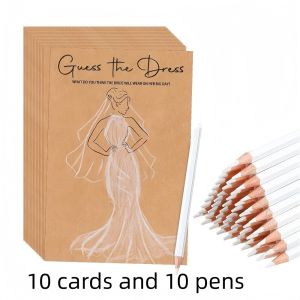NOBLELUX 20PCS Funny Wedding Shower Game Cards Include Cards and Pencils Shower Games Wedding Decorations Guess The Dress Bridal Party Ideas Supplies For Guests