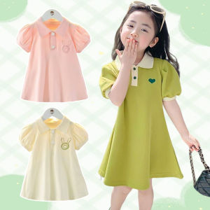 (1-7yrs)Fashionable Kids Girls Short-sleeved Dress Toddler Summer Dresses Clothing