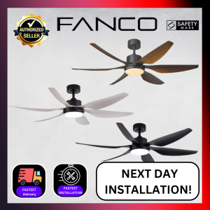 (NEXT DAY INSTALL) Fanco Heli 6-Blades DC Ceiling Fan with Remote Control and LED 3-Tone Light