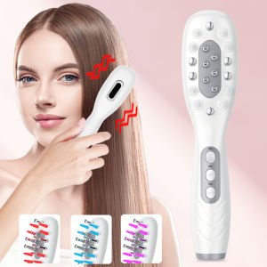 EMS Electric Massage Comb LED Blue Red Purple Light Therapy Hair Growth Scalp Brush Liquid Oil Applicator Anti Hair Loss Scalp Massager Type-C Charging