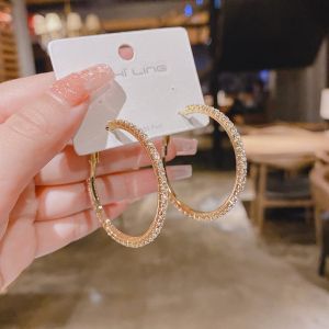 Bông Tai Vòng Thời Trang Với Kim Cương Giả Bông Tai Vòng Tròn Lớn Bông Tai Đơn Giản Bông Tai Vòng Tròn Lớn Màu Vàng Cho Phụ Nữ Subang