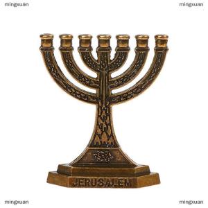 [COD] mingxuan 7 Branch Candle Holder Jewish Menorah Candle-holder Relic Ornament