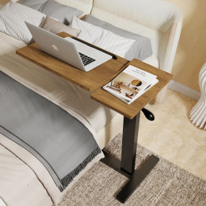 WISFOR Mobile Over Bed Laptop Table Height Adjustable Bedside Desk Tilting Desktop for Home Bedroom Sofa Side Table