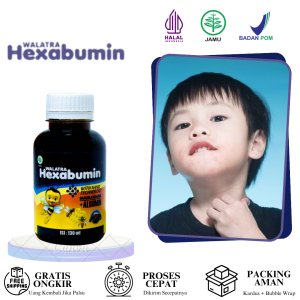 Obat Alergi Anak Ruam Merah Bentol-Bentol Biduran Alergi Cuaca/Makanan Bersin Batuk Sesak Nafas Kulit Gatal-Gatal Dengan Hexabumin Madu Anak + Albumin