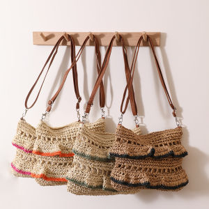 European and American Style Crossbody Lace Straw Bag Wholesale Ruffled Edge Summer Colorful Straw Bag Woven Bag Beach Vacation Bag