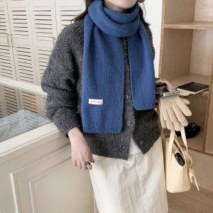 MANHOODSTORE6RE6 Woolen Cross Scarf Solid Color Thicken Neckerchief Winter Warm Neck Scarf Women