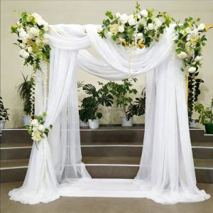 Termaya Tulle Backdrop Fabric Sheer Organza Curtain Crystal Wedding Arch Decor Rumah Tangga Event Photo Booth Party
