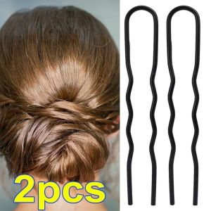 Black Metal Hair Fork Clip Women Hair Pin Combs Messy Bun Hairpin Clip Side Combs Updo Sticks Hair Styling Tool