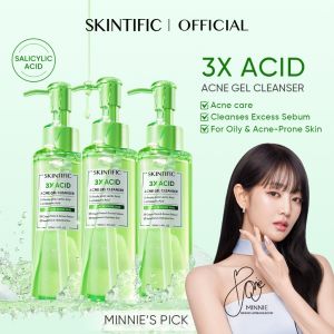 SKINTIFIC 3X Acid Acne Gel Cleanser 120ml | Acne Gel Cleanser 3X Acid Face Wash BHA Cleanser Blackhead Remover Pore Care Foam