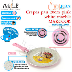 NEW MAKCOOK crepes pan 18cm pastel pinkwhite marble series / wajan walik anti lengket / panci pembuat kulit risol